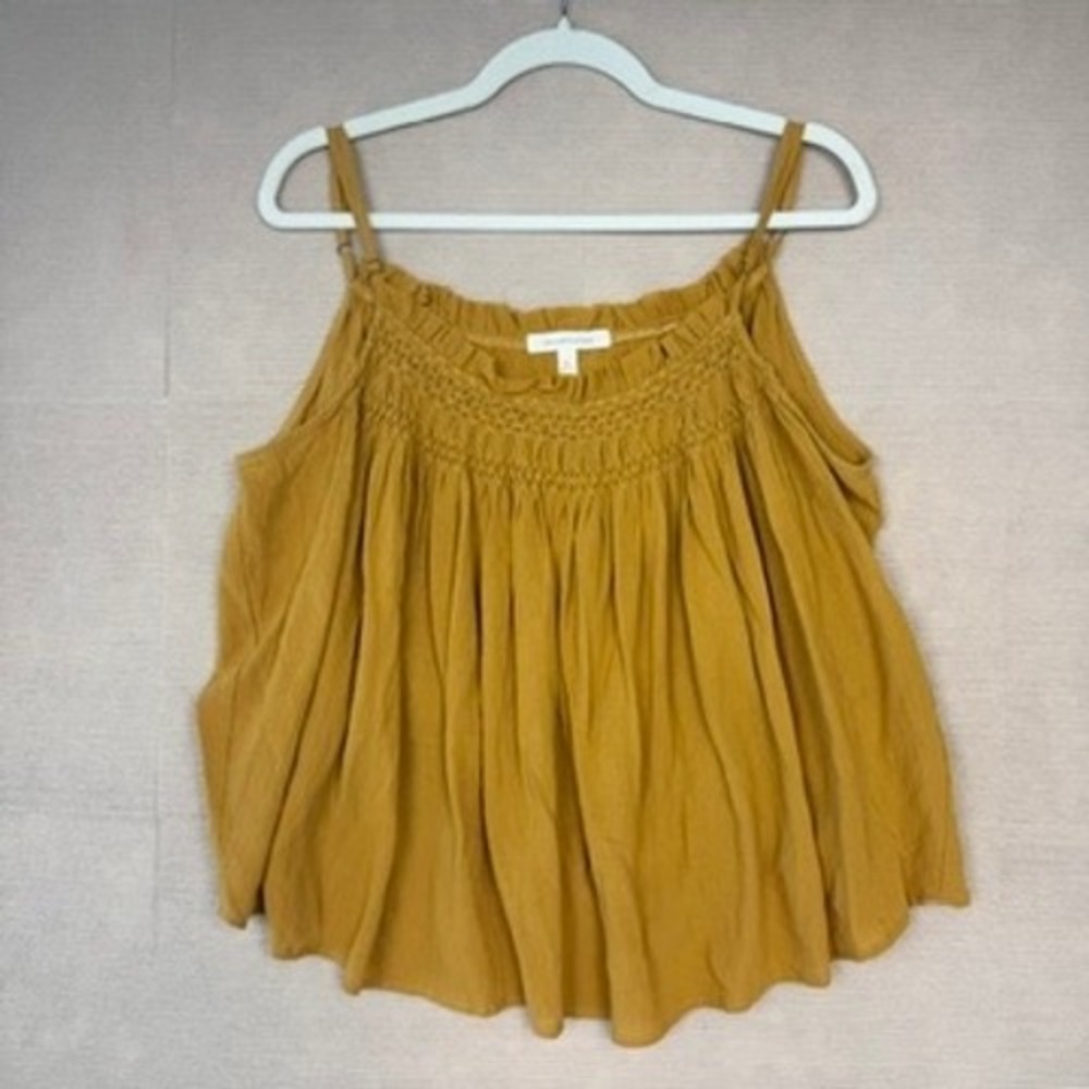 Grade & Gather Mustard Yellow Cotton Camisole Top XL Boho Flowy Sleeveless